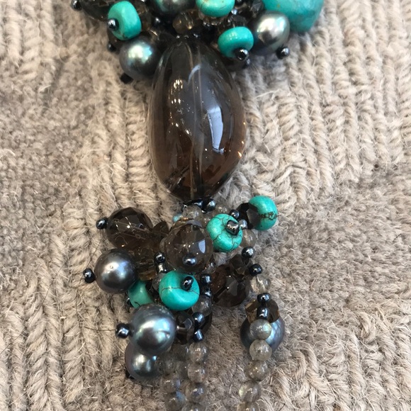 Gorgeous labradorite/turquoise tassel necklace - Picture 7 of 7